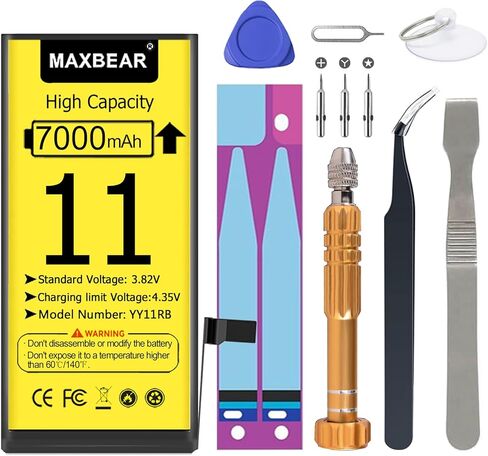 MAXBEAR [7000mAh] Battery for iPhone 11, (2023 New Version) 0 Cycle Ultra High Capacity Battery Replacement for iPhone 11 6.1" Model A2111, A2221, A2223 with Repair Tool Kit in Saudi Arabia
