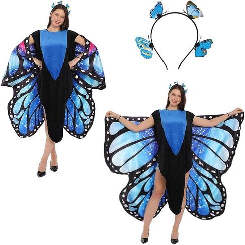Butterfly Costume for Adult Butterfly Wings Halloween Colorful Wings Costumes Funny Fancy Dress Cosplay in Saudi Arabia