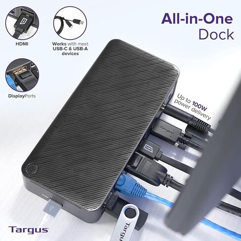 محطة إرساء Targus USB-C Universal DV4K مع حزمة توصيل طاقة 100 واط مع محور DKZ in Kuwait