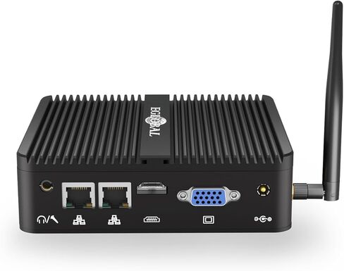 Fanless Mini PC, Industrial PC Pentium Silver J5005, 8GB RAM, 256GB SSD, Windows 11 Pro, HD VGA Dual Display, 2 RS232 COM, Dual Gigabit Ethernet, WiFi 5, BT in Kuwait