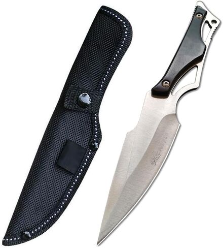 سكين صيد البقاء على قيد الحياة بشفرة ثابتة مقاس 8.27 بوصة من DOOM مع غمد من النايلون، باوي، خفيف الوزن، تانغ كامل للخارج، التخييم، هدية للأب الرجل والمرأة (أسود) in Kuwait