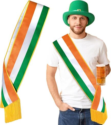 4 Pack St Patricks Day Parade Sash Irish Sash with Tassel Tri Color St. Patrick's Day Green Irish Flag Decorations in Saudi Arabia