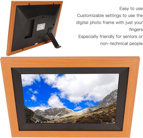 10.1 Inch Digital Picture Frame, 1280 x 800 IPS HD Touch Screen Smart Cloud Digital Photo Frame with 12GB Memory, Auto Rotating, Share Moments via Frameo APP(Brown Wood) in Saudi Arabia