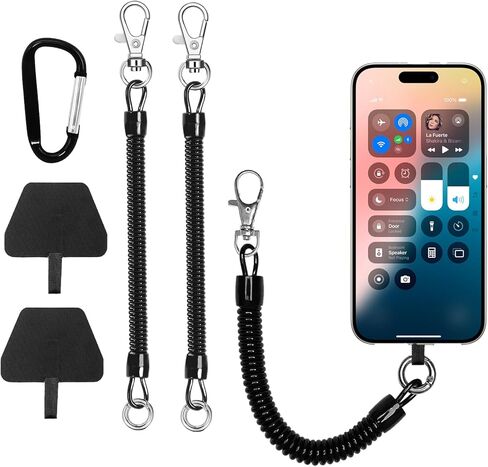 2PCS Mobile Phone Straps with Flexible Spiral Cable, Anti-Theft Spring Cord for Smartphones, Mobile Phone Chain with Carabiner, Universal Lanyard for Outdoor, Hiking, Climbing in Saudi Arabia