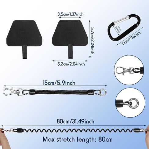 2PCS Mobile Phone Straps with Flexible Spiral Cable, Anti-Theft Spring Cord for Smartphones, Mobile Phone Chain with Carabiner, Universal Lanyard for Outdoor, Hiking, Climbing in Saudi Arabia