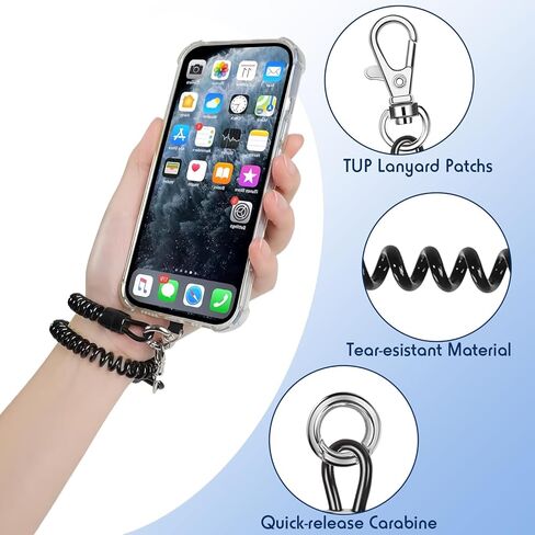 2PCS Mobile Phone Straps with Flexible Spiral Cable, Anti-Theft Spring Cord for Smartphones, Mobile Phone Chain with Carabiner, Universal Lanyard for Outdoor, Hiking, Climbing in Saudi Arabia