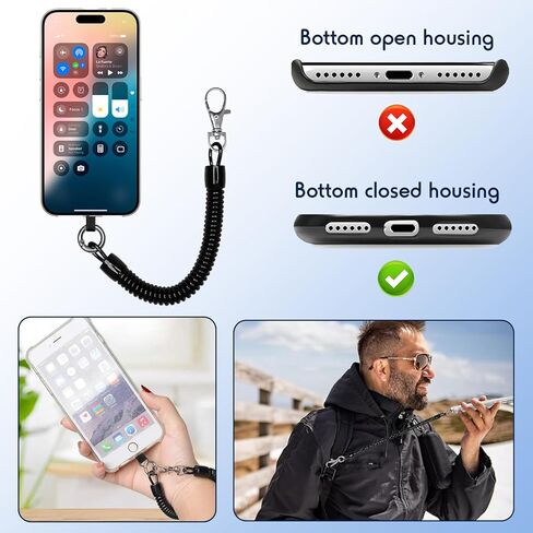 2PCS Mobile Phone Straps with Flexible Spiral Cable, Anti-Theft Spring Cord for Smartphones, Mobile Phone Chain with Carabiner, Universal Lanyard for Outdoor, Hiking, Climbing in Saudi Arabia