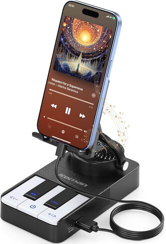 JTEMAN Cell Phone Stand with Bluetooth Speaker and Charging Stand,Piano Keys Design,Birthday Gifts for Men Women Dad Mom Husband Boyfriend Cool Tech Gadgets-Black in Saudi Arabia