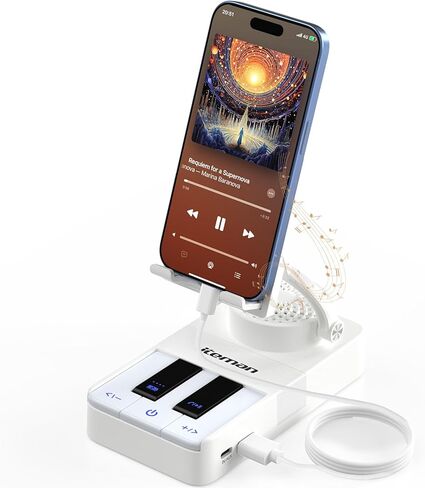 JTEMAN Cell Phone Stand with Bluetooth Speaker and Charging Stand,Piano Keys Design,Birthday Gifts for Men Women Dad Mom Husband Boyfriend Cool Tech Gadgets-Black in Saudi Arabia