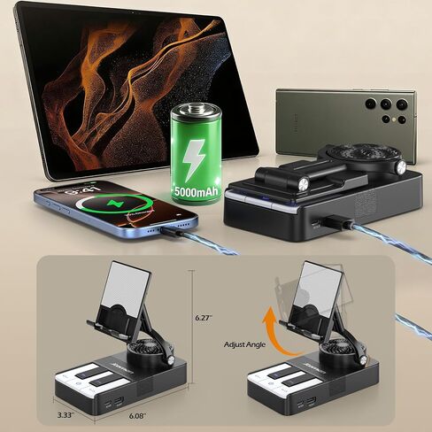 JTEMAN Cell Phone Stand with Bluetooth Speaker and Charging Stand,Piano Keys Design,Birthday Gifts for Men Women Dad Mom Husband Boyfriend Cool Tech Gadgets-Black in Saudi Arabia