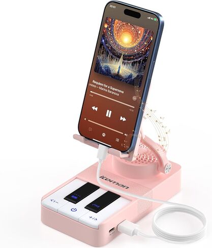 JTEMAN Cell Phone Stand with Bluetooth Speaker and Charging Stand,Piano Keys Design,Birthday Gifts for Men Women Dad Mom Husband Boyfriend Cool Tech Gadgets-Black in Saudi Arabia