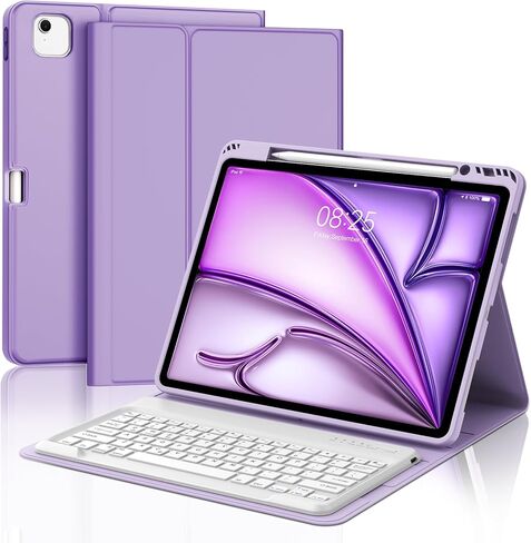 حافظة لجهاز iPad Pro 12.9 مع لوحة مفاتيح الجيل الثاني/الأول 2017/2015، 7 ألوان خلفية، لوحة مفاتيح بلوتوث قابلة للفصل متعددة اللمس، غطاء جلدي ذكي فوليو مع حامل أقلام لجهاز iPad Pro 12.9 بوصة in Saudi Arabia