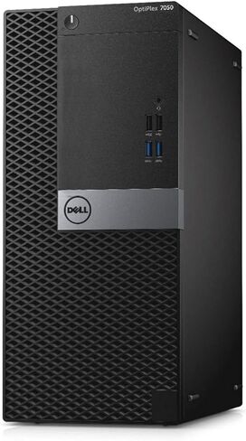 كمبيوتر مكتبي Dell Optiplex 7050 Tower، Intel Core i7-6700، ذاكرة وصول عشوائي 16 جيجابايت، 512 جيجابايت SSD، لوحة مفاتيح وماوس، منفذ DisplayPort، HDMI، Windows 11 Pro (متجدد) in Kuwait