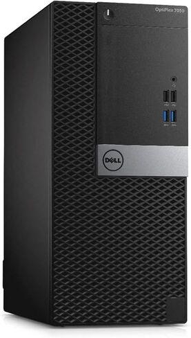 كمبيوتر مكتبي Dell Optiplex 7050 Tower، Intel Core i7-6700، ذاكرة وصول عشوائي 16 جيجابايت، 512 جيجابايت SSD، لوحة مفاتيح وماوس، منفذ DisplayPort، HDMI، Windows 11 Pro (متجدد) in Kuwait