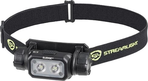 Streamlight 89019 Sledge 1000-Lumen Max 600-Lumen Standard 1800-Candela مصباح أمامي LED منخفض الحجم قابل لإعادة الشحن مع أشرطة قبعة صلبة مرنة ومطاطية، أسود in Saudi Arabia