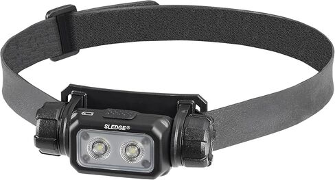 Streamlight 89019 Sledge 1000-Lumen Max 600-Lumen Standard 1800-Candela مصباح أمامي LED منخفض الحجم قابل لإعادة الشحن مع أشرطة قبعة صلبة مرنة ومطاطية، أسود in Saudi Arabia