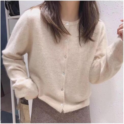 Womens Button Down Cardigan Sweaters Crew Neck Long Sleeve Open Front Loose Fall Soft Knit Sweater Coats in Saudi Arabia