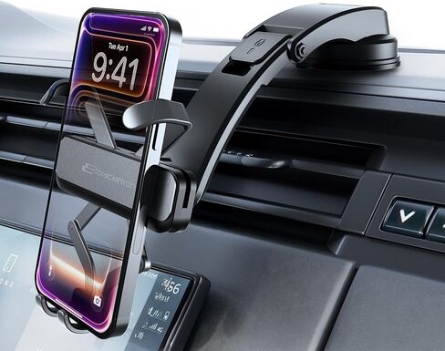 Bracketron AutoGrip حامل لوحة أجهزة قياس منخفض - حامل هاتف للسيارة مع شفط TemperBond، تشغيل بيد واحدة، حامل عالمي للهاتف الخلوي، لوحة قيادة السيارة، تصميم رؤية واضحة in Kuwait