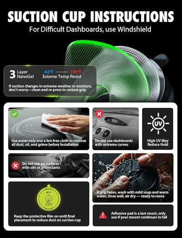 Bracketron AutoGrip حامل لوحة أجهزة قياس منخفض - حامل هاتف للسيارة مع شفط TemperBond، تشغيل بيد واحدة، حامل عالمي للهاتف الخلوي، لوحة قيادة السيارة، تصميم رؤية واضحة in Kuwait