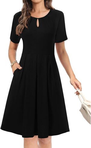 Tshirt Dresses for Women Casual Summer Floral Swing A-Line T Shirt Dresses for Women Midi with Pockets in Saudi Arabia