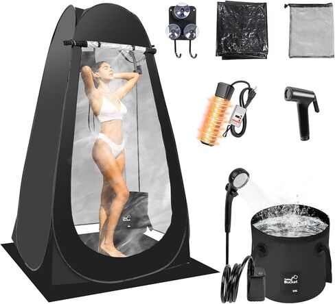 Portable Hot Shower Tent for Camping,Pop Up Privacy Tent with Rechargeable Camping Shower with 2000w Immersion Water Heater in Kuwait