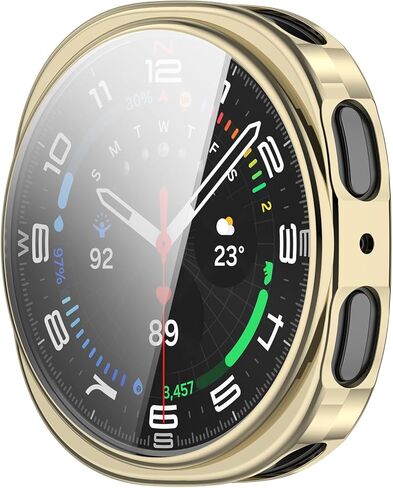 Case Compatible with Samsung Galaxy Watch 8 40MM 44MM, Soft TPU Plated Screen Protector Case Bumper Thin Guard Shockproof Frame (Light Gold, 40mm) in Saudi Arabia