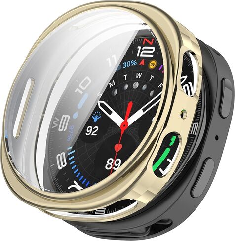 Case Compatible with Samsung Galaxy Watch 8 40MM 44MM, Soft TPU Plated Screen Protector Case Bumper Thin Guard Shockproof Frame (Light Gold, 40mm) in Saudi Arabia