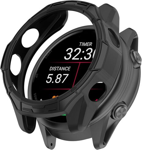 متوافق مع حافظة Garmin Forerunner 570، حافظة متينة مقاومة للخدش من مادة TPU للحماية العسكرية لملحقات الساعة الذكية Forerunner 570 مقاس 47 مم (47 ملم، أسود) in Kuwait