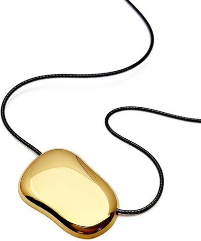 Chunky Gold Pebble Pendant Necklace for Women, Minimalist Charm on Adjustable Black Cord, Statement Necklace Jewelry in Saudi Arabia