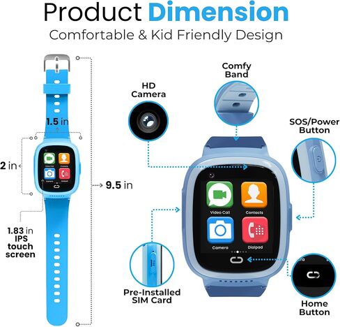 Kids Watch with GPS Tracker, Two Way Calling, Real Time Tracking & SOS Alerts, Smart Watch for Call and Text with Geo Fencing, School Mode, Safe Electronics, Long Battery & Parental Controls in Saudi Arabia