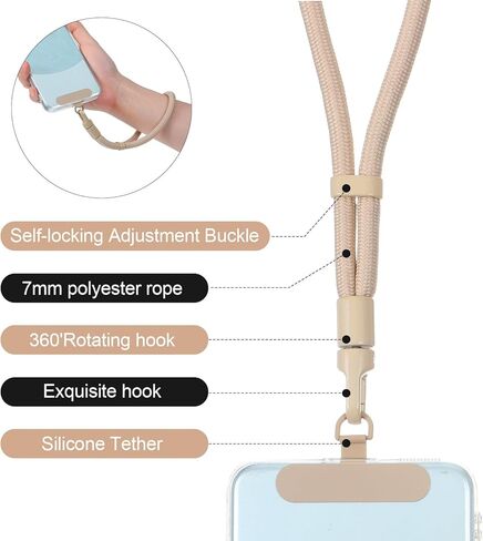 Sibba 2PCS Anti Theft Phone Wrist Strap With 2 Metal Tether Tabs Phone Lanyard Self-Locking Cellphone Wrist Strap Adjustable Wristlet Hand Anti-Drop Straps Ultra-Thin Clip and 360° Hook in Saudi Arabia