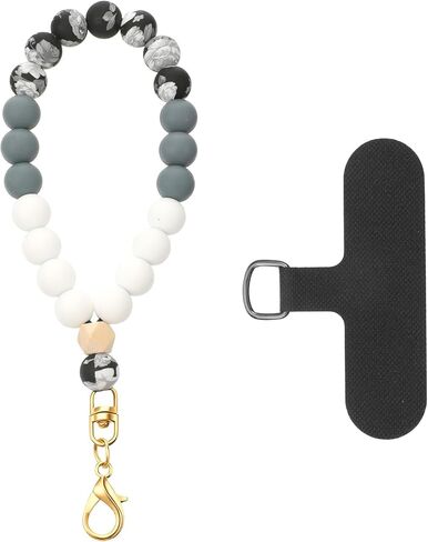 Silicone Beaded Cell Phone Wrist Strap, Marble Phone Charms Strap, Cellphone Wristlet Bracelet Strap with Tether Tab, Beaded Lanyard Wrist Bracelet for Women in Saudi Arabia