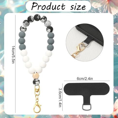 Silicone Beaded Cell Phone Wrist Strap, Marble Phone Charms Strap, Cellphone Wristlet Bracelet Strap with Tether Tab, Beaded Lanyard Wrist Bracelet for Women in Saudi Arabia