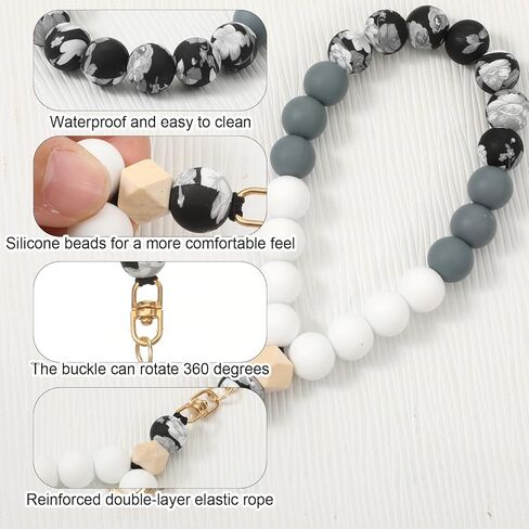 Silicone Beaded Cell Phone Wrist Strap, Marble Phone Charms Strap, Cellphone Wristlet Bracelet Strap with Tether Tab, Beaded Lanyard Wrist Bracelet for Women in Saudi Arabia