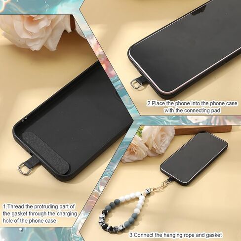 Silicone Beaded Cell Phone Wrist Strap, Marble Phone Charms Strap, Cellphone Wristlet Bracelet Strap with Tether Tab, Beaded Lanyard Wrist Bracelet for Women in Saudi Arabia