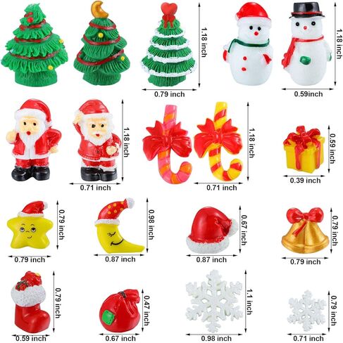 Skylety 50 Pieces Winter Miniature Figurines, Tiny Mini Resin Snow Globe Figurines Snowman Bear Animal Xmas Tree Fairy Garden House Xmas Ornaments for DIY Winter Snow Globe Craft Landscape Home Decor in Saudi Arabia