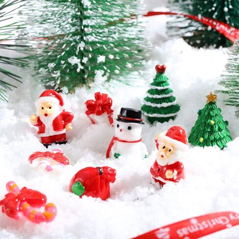 Skylety 50 Pieces Winter Miniature Figurines, Tiny Mini Resin Snow Globe Figurines Snowman Bear Animal Xmas Tree Fairy Garden House Xmas Ornaments for DIY Winter Snow Globe Craft Landscape Home Decor in Saudi Arabia