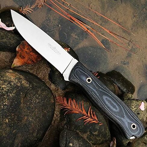 سكاكين واتش مان ذات الشفرات الثابتة مع غمد، سكين بوشكرافت كامل تانغ مع غمد كيديكس سكين صيد مسطح مع مقبض ميركارتا للتخييم والبقاء على قيد الحياة وصيد الأسماك in Kuwait