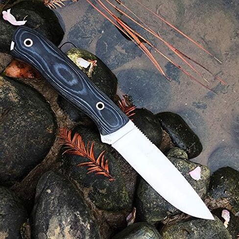سكاكين واتش مان ذات الشفرات الثابتة مع غمد، سكين بوشكرافت كامل تانغ مع غمد كيديكس سكين صيد مسطح مع مقبض ميركارتا للتخييم والبقاء على قيد الحياة وصيد الأسماك in Kuwait