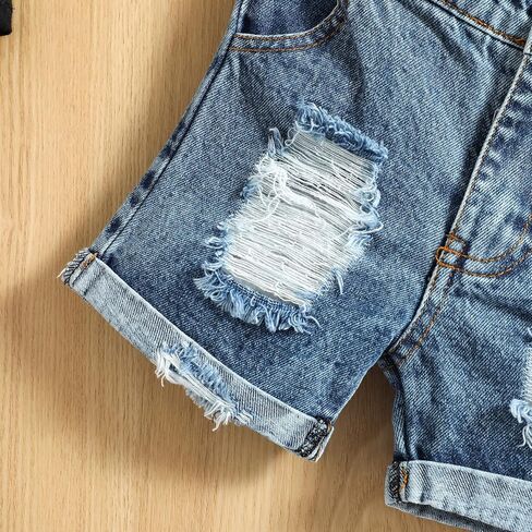 Toddler Baby Boy Summer Outfit Clothes Sleeveless Letter Print Vest Tank Tops Ripped Denim Jeans Shorts Set in Saudi Arabia