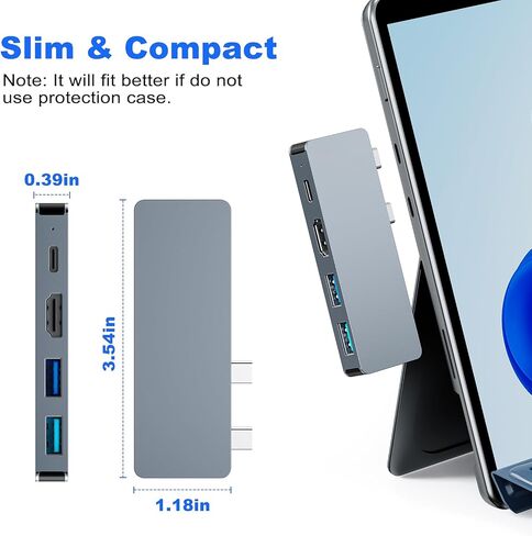محول محور Surface Pro 11، محطة إرساء Microsoft Surface Pro 9/10/11/X مع HDMI 4K، USB C Thunderbolt 4 (شاشة 8K + بيانات 40 جيجابت في الثانية + 100 واط PD)، USB 3.0/2.0 - محول USB C Hub لجهاز Surface Pro 11/10/9/X in Kuwait