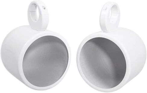 Rockville MAC90W 8 in Aluminum Wakeboard Tower Speaker Pod Enclosures, Marine Grade, White Finish, Corrosion-Resistant Clamps, for Boat Audio Systems, 2-Piece in Saudi Arabia