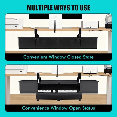 No Drill Under Desk Cable Management Tray - 36" Premium Fabric Cord Organizer for Table - with Silicone Pads & Cable Ties & Sticky Notes - Supports Up to 30lbs for Office & Home in Saudi Arabia