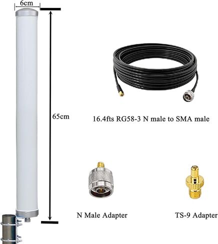 هوائي متعدد الاتجاهات عالي الكسب يعزز اتصالك اللاسلكي لشبكات 4G و5G وWiFi - Verizon وAT&T وT-Mobile مدعوم - مقاوم للماء IP67 مع كابل SMA ذكر بطول 32.8 قدم in Kuwait