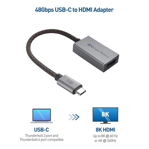 Cable Matters #1 48Gbps USB C to HDMI 2.1 Adapter #2 Premium Braided 48Gbps Ultra HD 8K HDMI Cable 6.6 ft / 2m in Saudi Arabia