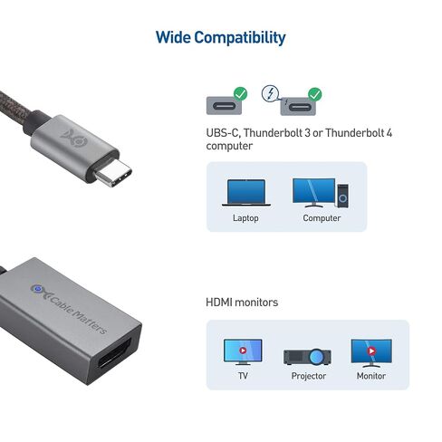 Cable Matters #1 48Gbps USB C to HDMI 2.1 Adapter #2 Premium Braided 48Gbps Ultra HD 8K HDMI Cable 6.6 ft / 2m in Saudi Arabia