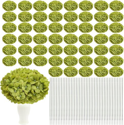 Artificial Hydrangea Flowers 104pcs Faux Silk Hydrangeas Flowers Heads with Stems for Wedding Centerpieces Home Garden Baby Shower Party Decoration (Red) in Saudi Arabia