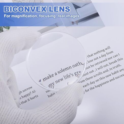 PATIKIL 6 Pack Optical Lens Set, 4 cm Glass Lenses (3 Biconvex 10 cm Focal Length & 3 Biconcave -10 cm Focal Length) for Physics Science Education DIY Telescope Microscope Experiments in Kuwait