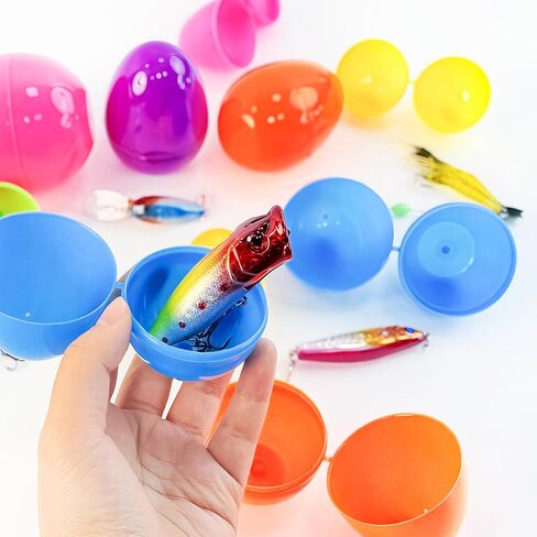 طُعم صيد نابض بالحياة لبيض عيد الفصح - 24 قطعة من طُعم السباحة لباس سمك السلمون المرقط الكرابي للمياه العذبة والمياه المالحة، غرق بطيء، يجب اقتناؤه لصيد الأسماك العائلية، حشو بيض عيد الفصح in Kuwait