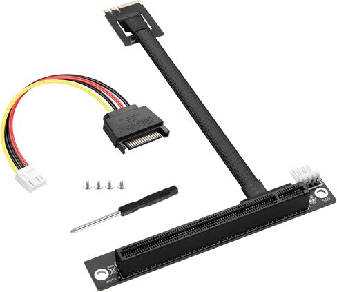 M.2 WiFi (A/E Key) to PCI-E 3.0 x16 Extension Cable 22CM - Convert M.2 Wireless Slot to PCIe Expansion Port with SATA Power & Mounting Kit for Desktop Motherboard in Saudi Arabia